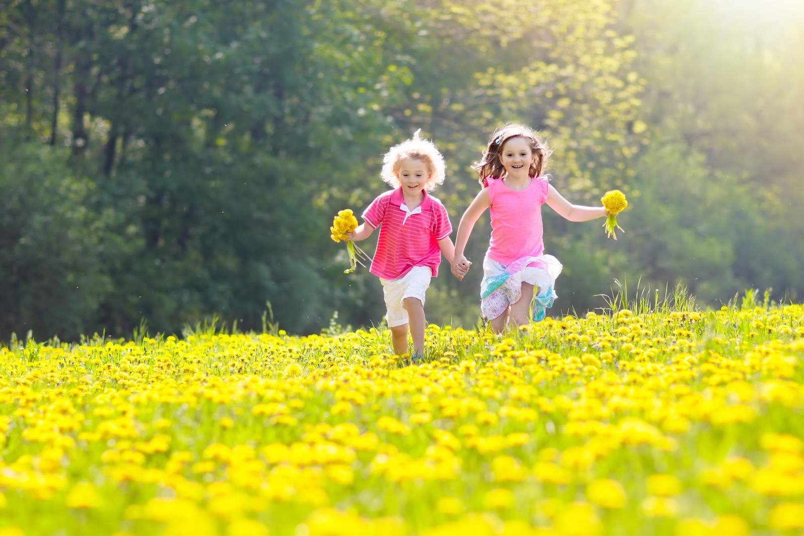 Kids Play. Child In Dandelion Field. Summer Flower Hope Restoration